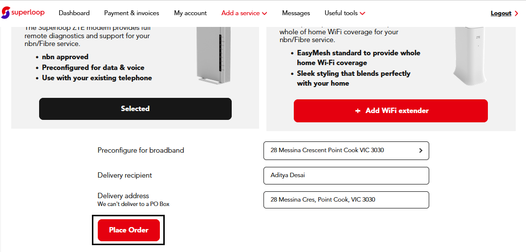 How to add a modem to my service Superloop