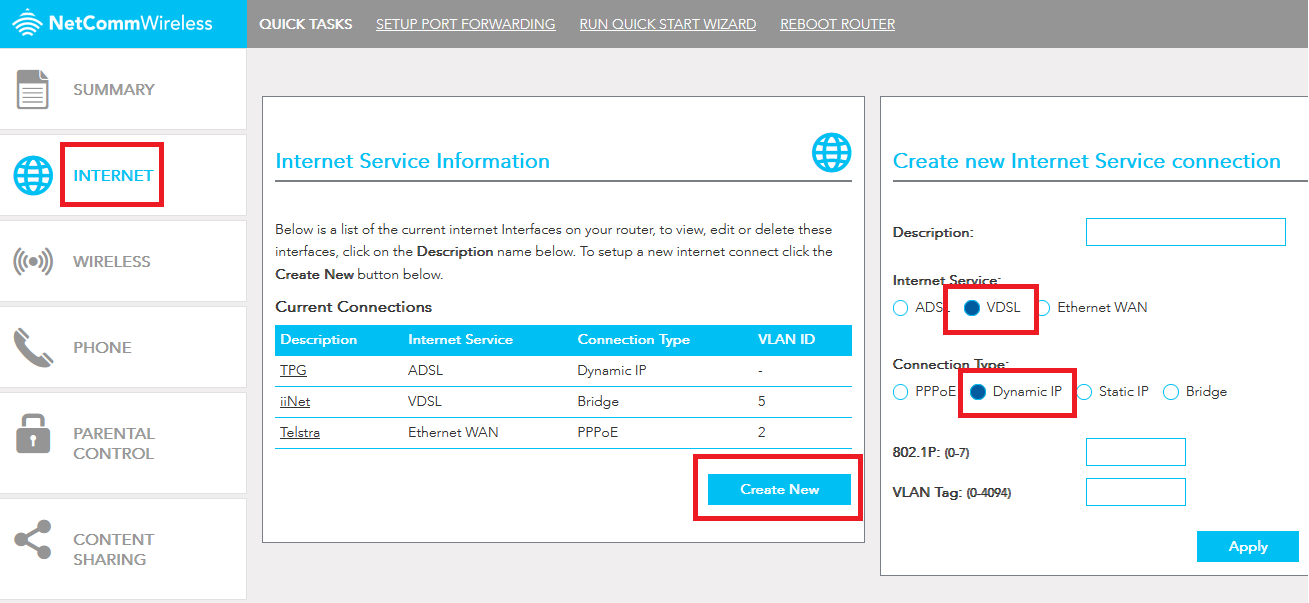 Modem DSL Service Configuration Superloop